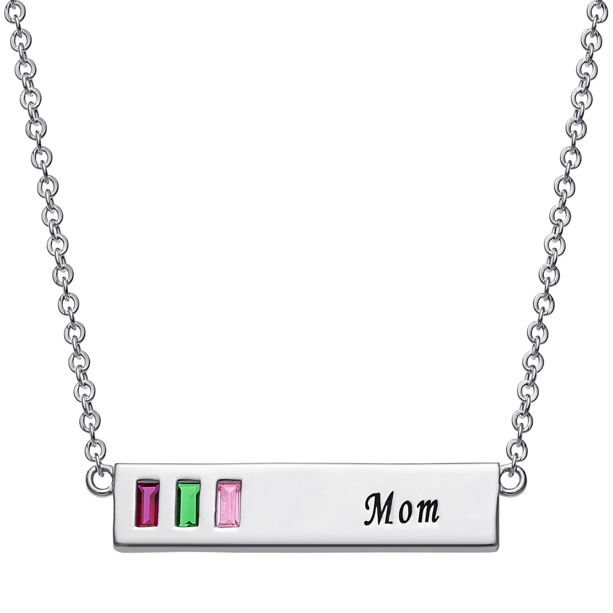 Baguette Birthstone Mom Bar Pendant - Image 4