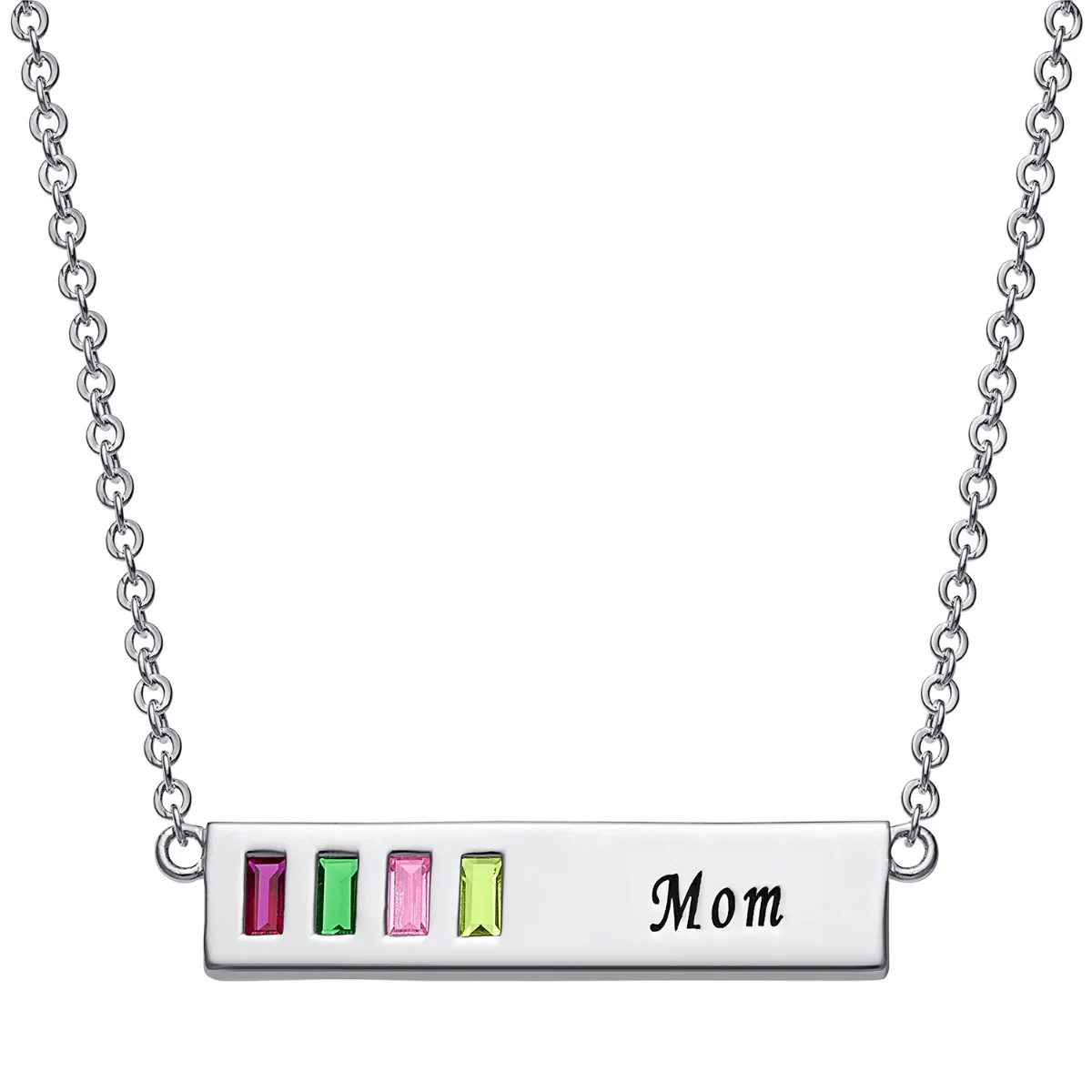 Baguette Birthstone Mom Bar Pendant - Image 5