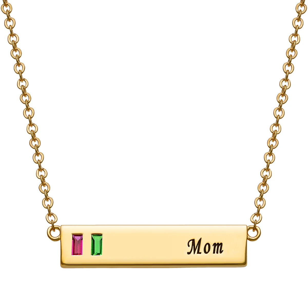 Baguette Birthstone Mom Bar Pendant - Image 3