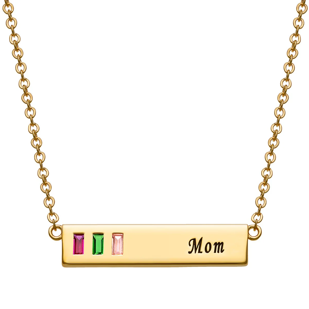 Baguette Birthstone Mom Bar Pendant - Image 4