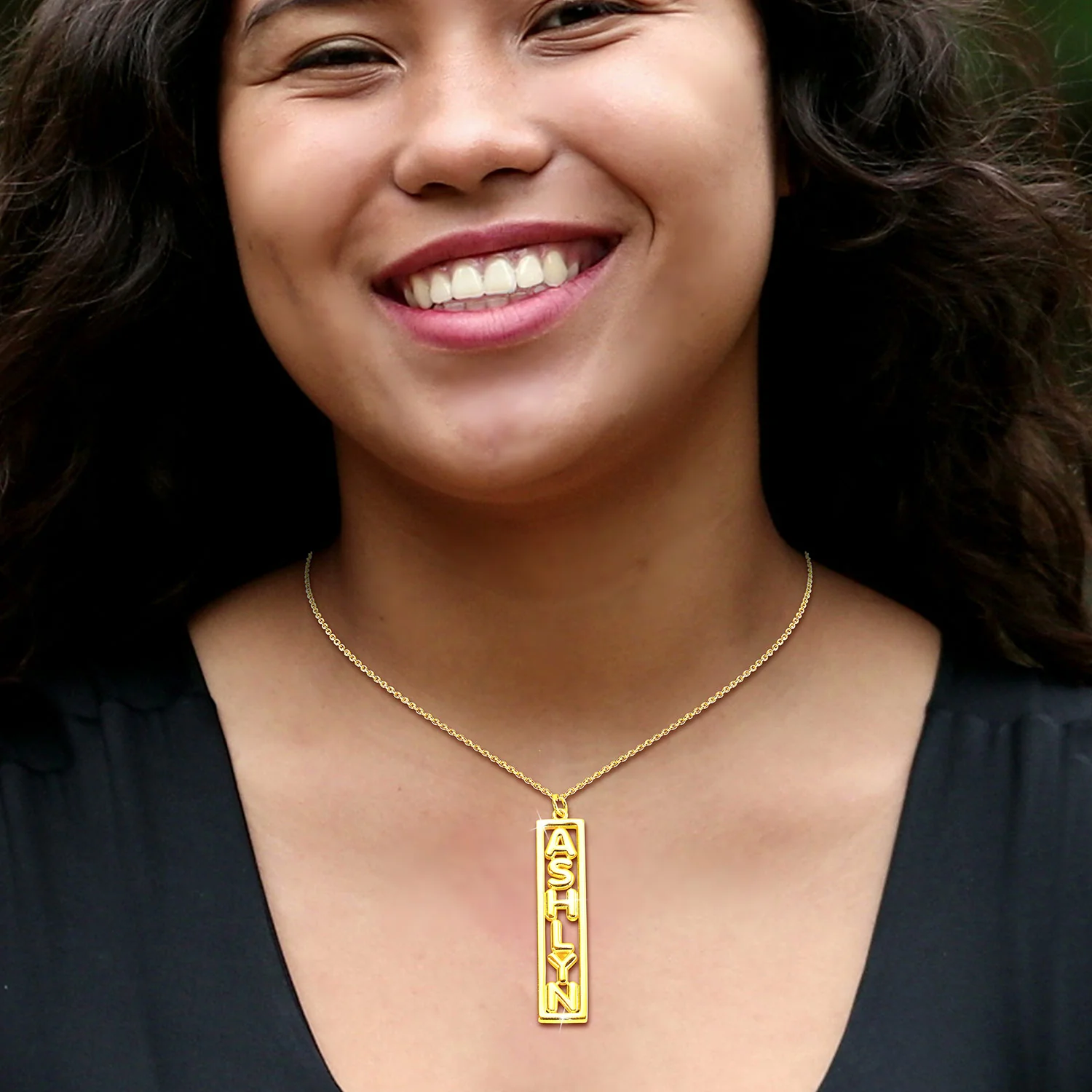 Balloon Letters Vertical Bar Necklace - Image 3
