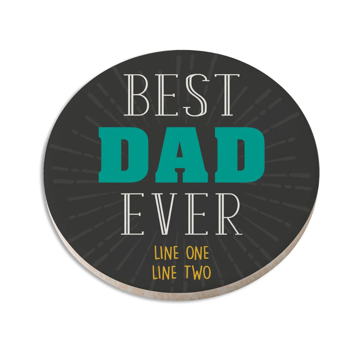Best Dad Ever Personalized Round Desk Coaster - Image 3