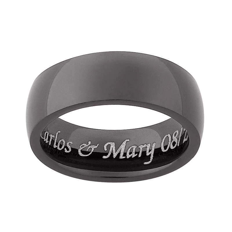 Black Stainless Steel Engraved 7mm Band