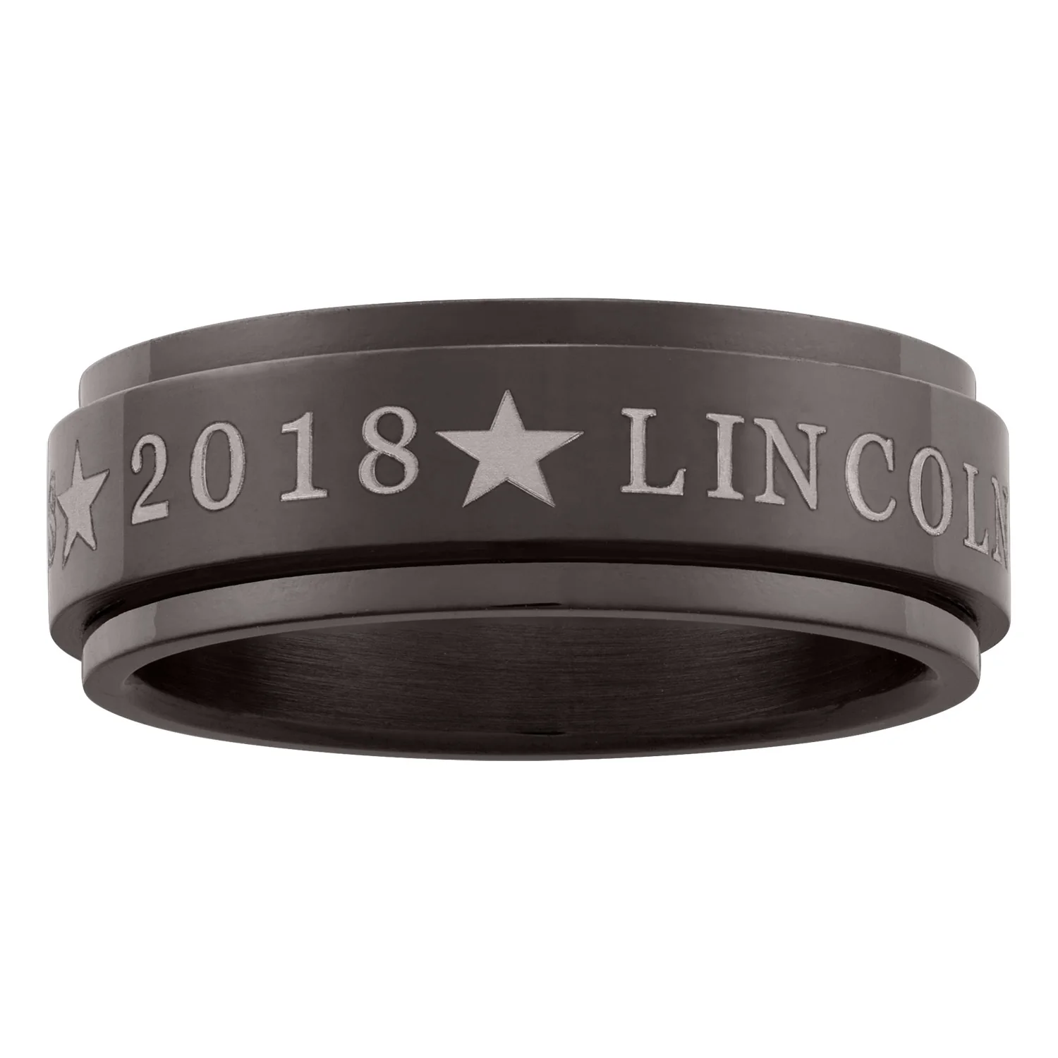 Black Stainless Steel Spinner Band Class Ring