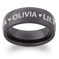 Black Stainless Steel Top-Engraved Name Band - Image 2
