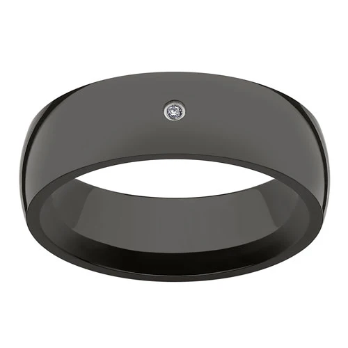 Black Titanium & Diamond Band Ring