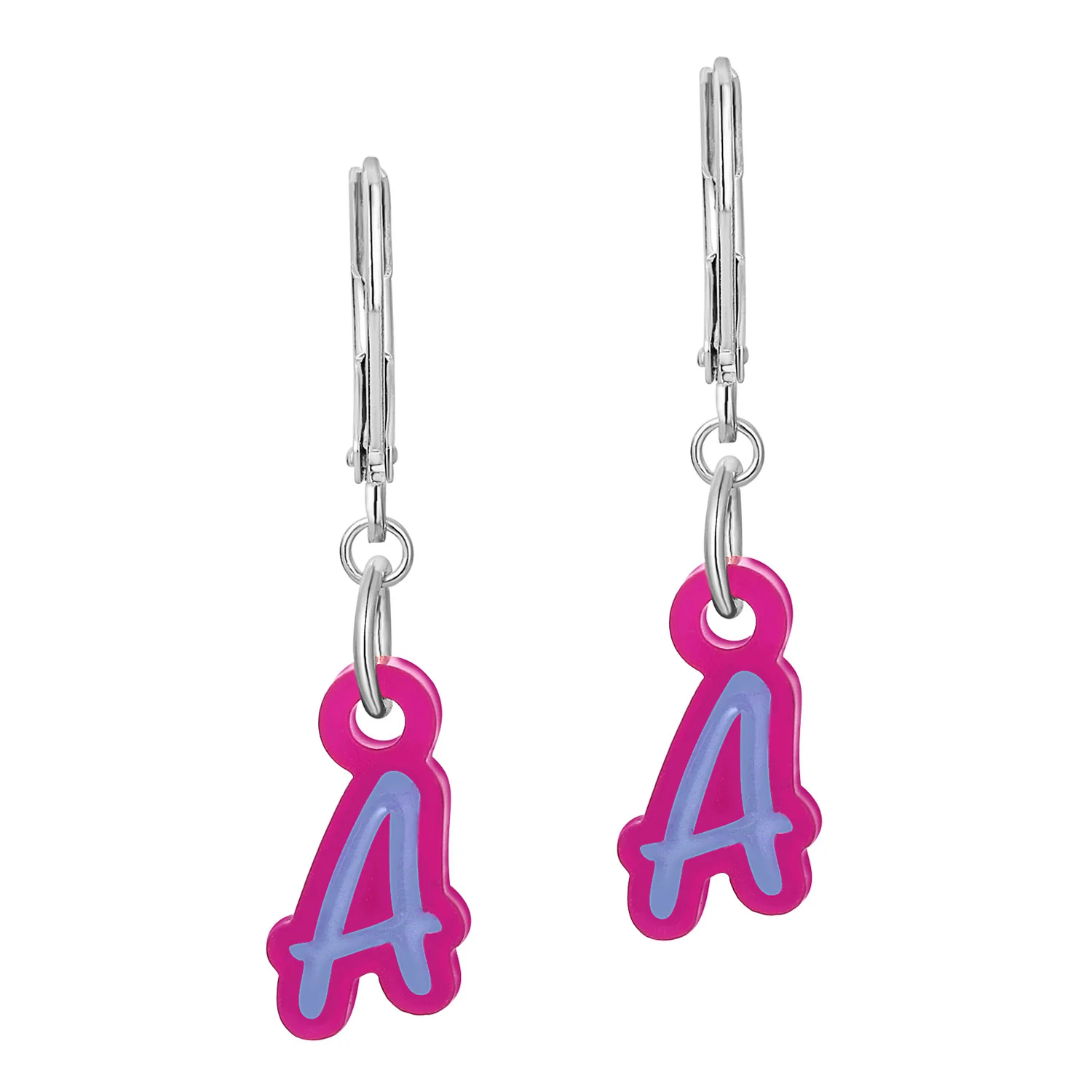 Bold Acrylic Initial with Enamel Dangle Drop Earrings - Image 2