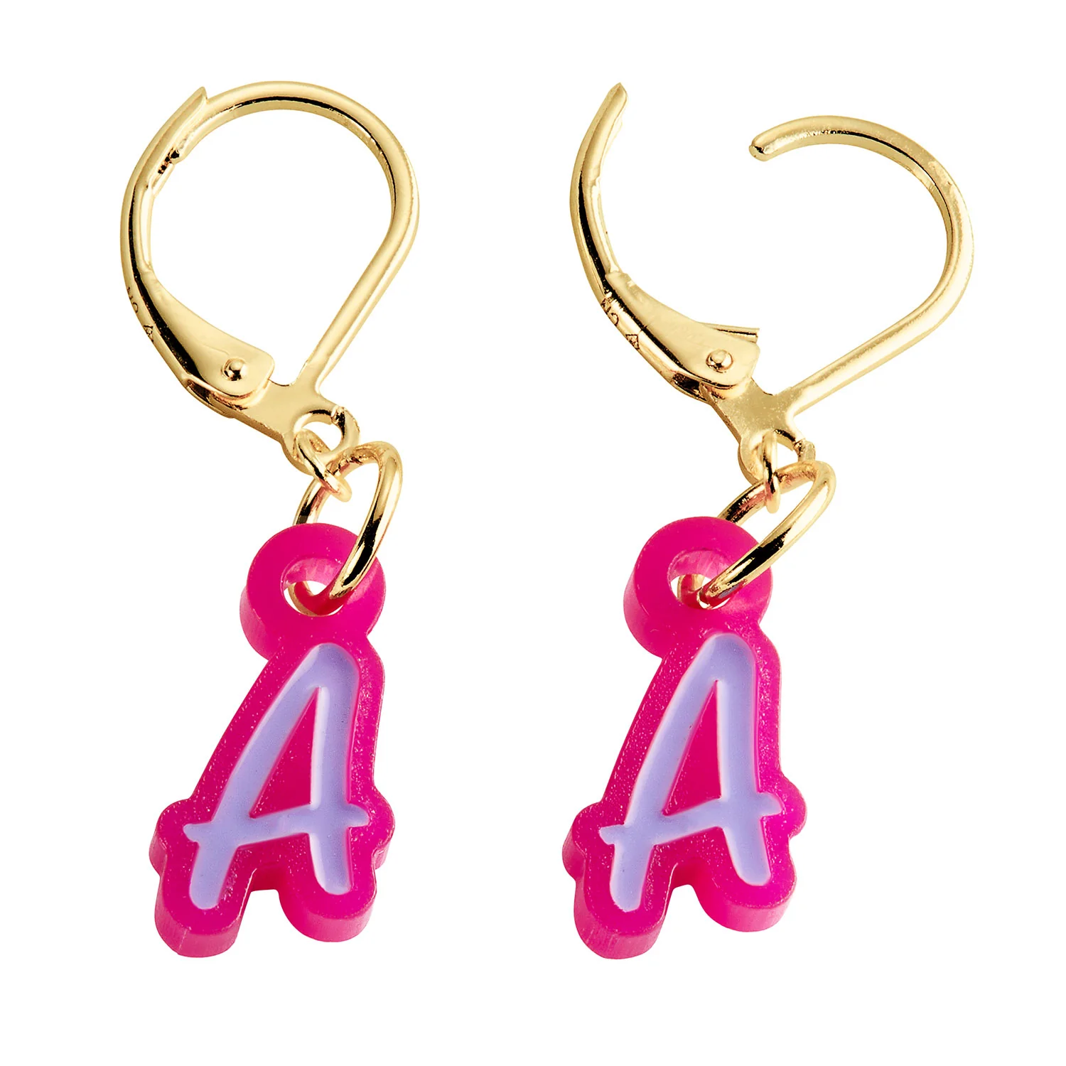 Bold Acrylic Initial with Enamel Dangle Drop Earrings - Image 6