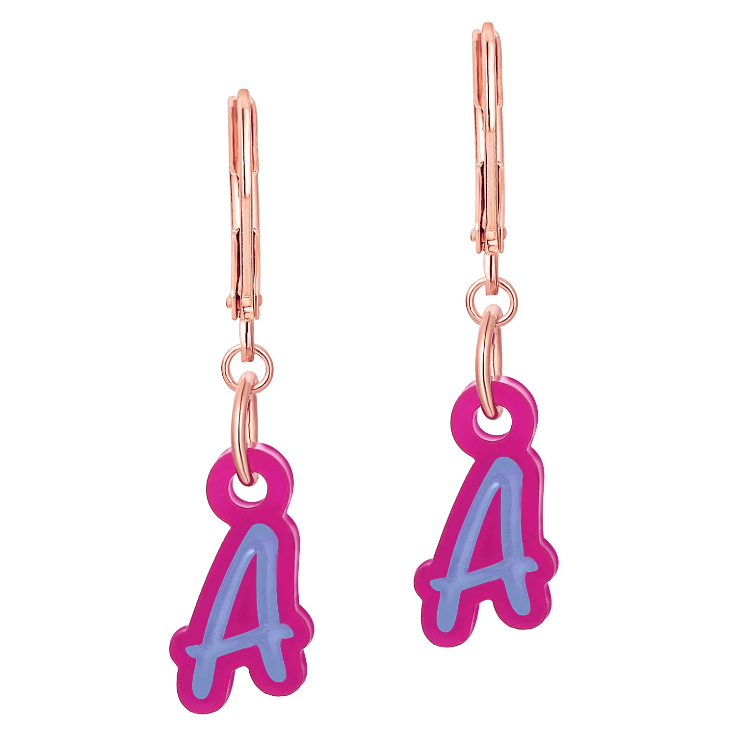 Bold Acrylic Initial with Enamel Dangle Drop Earrings - Image 7