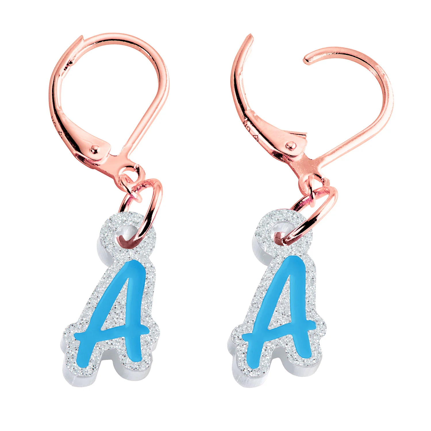 Bold Acrylic Initial with Enamel Dangle Drop Earrings - Image 8