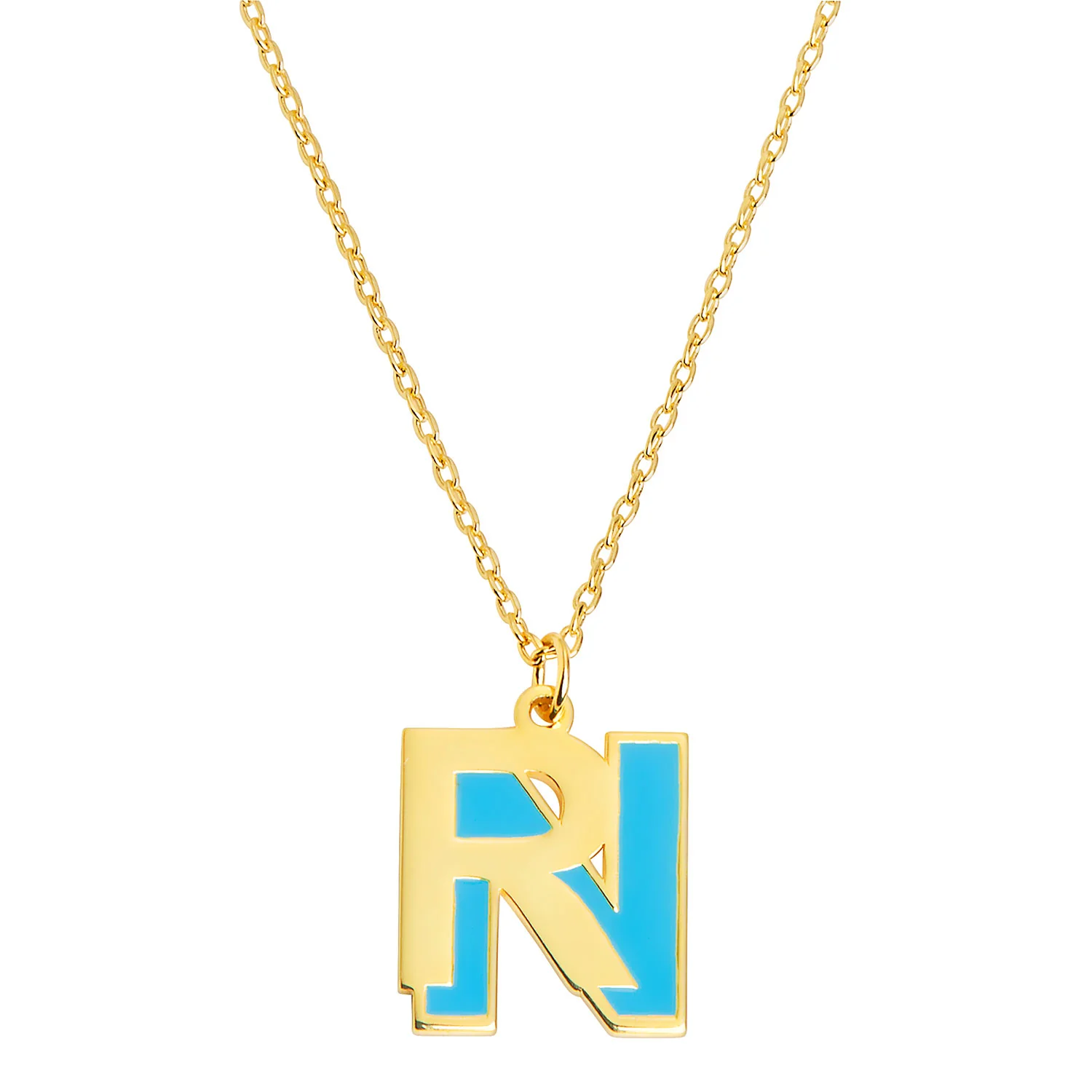 Bold Double Initial with Enamel Necklace - Image 4