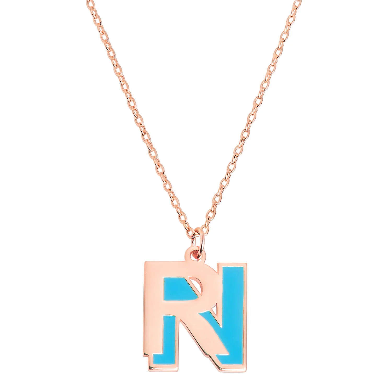 Bold Double Initial with Enamel Necklace - Image 5