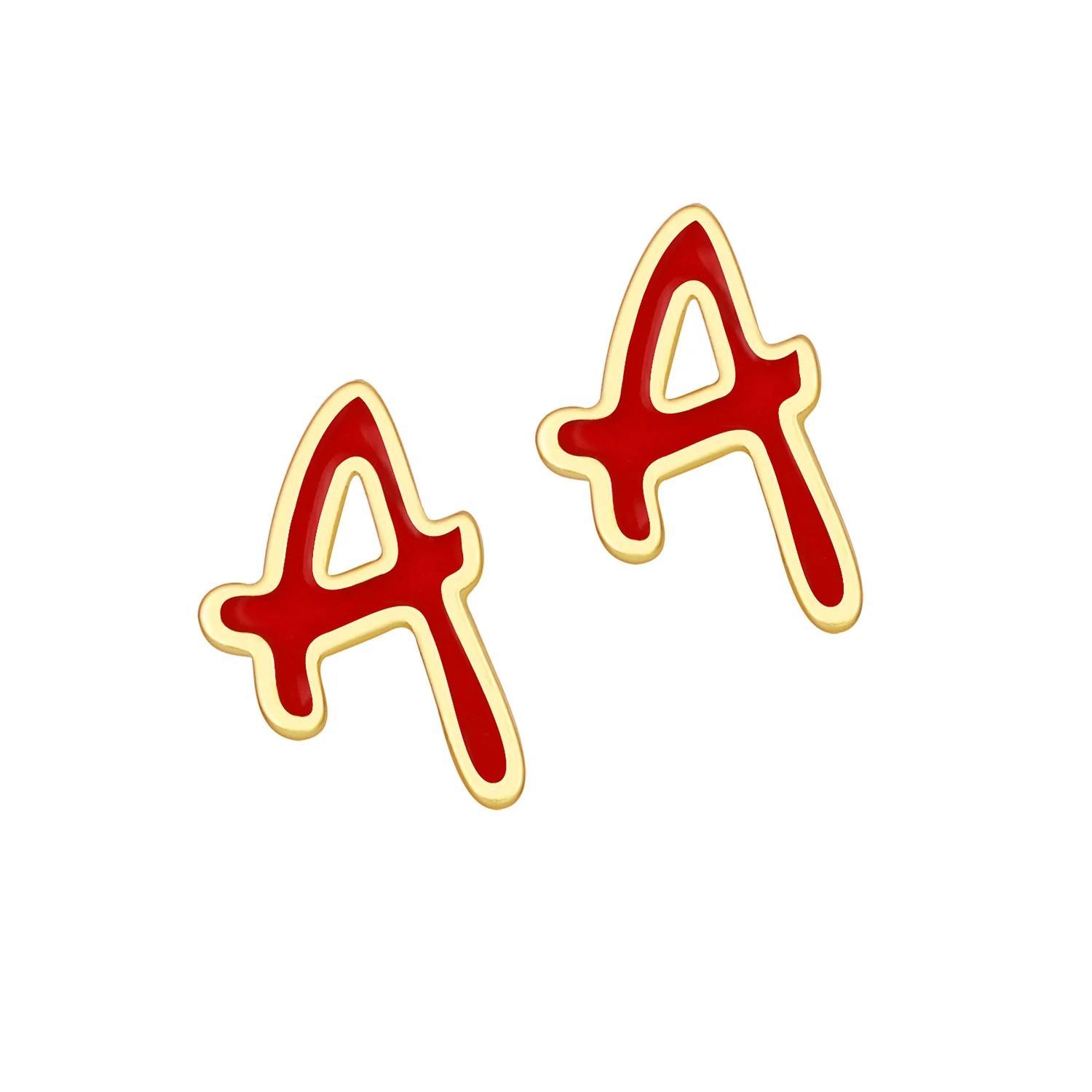Bold Initial Enamel Button Earrings - Image 4