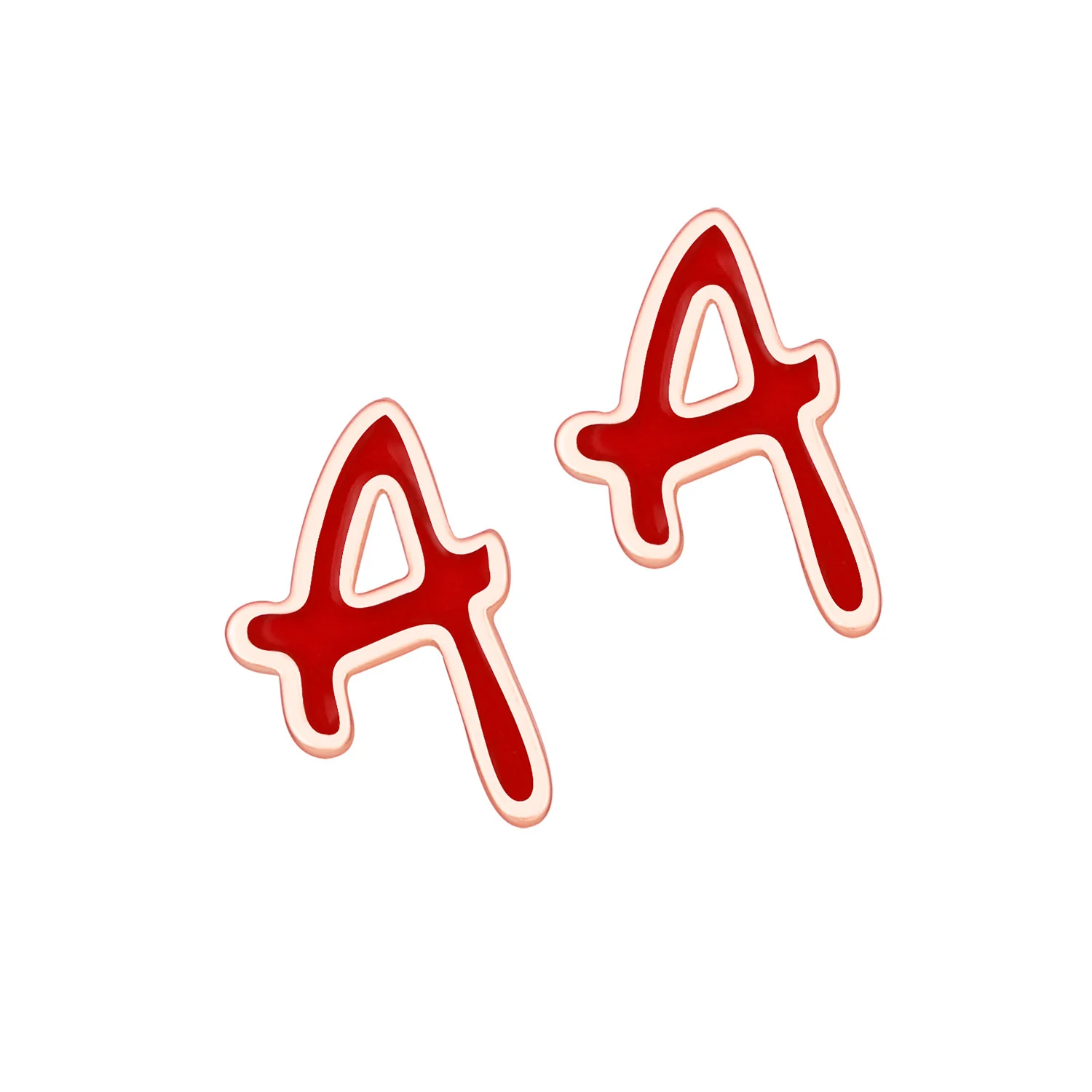 Bold Initial Enamel Button Earrings - Image 5