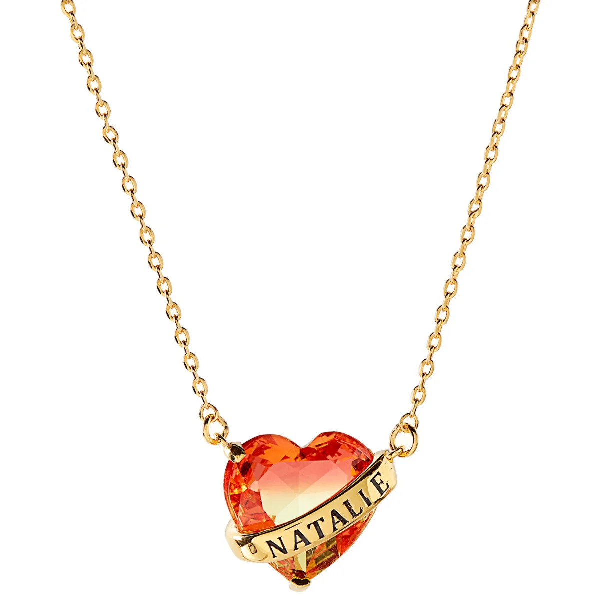 Bold Name Wrapped Iridescent Heart Necklace - Image 4
