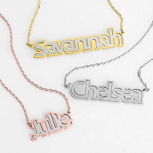 Bold Pierced Name Plaque Necklace