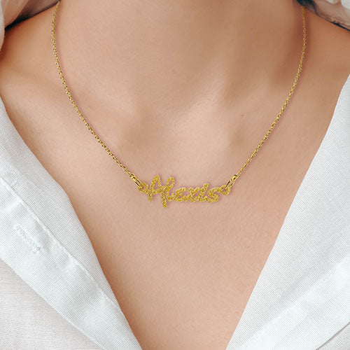 Bold Script Acrylic Name Plaque Necklace - Image 3