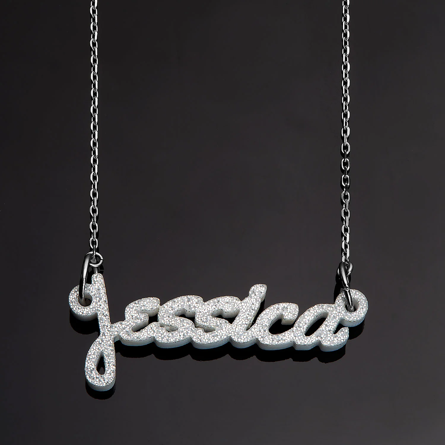 Bold Script Acrylic Name Plaque Necklace - Image 4
