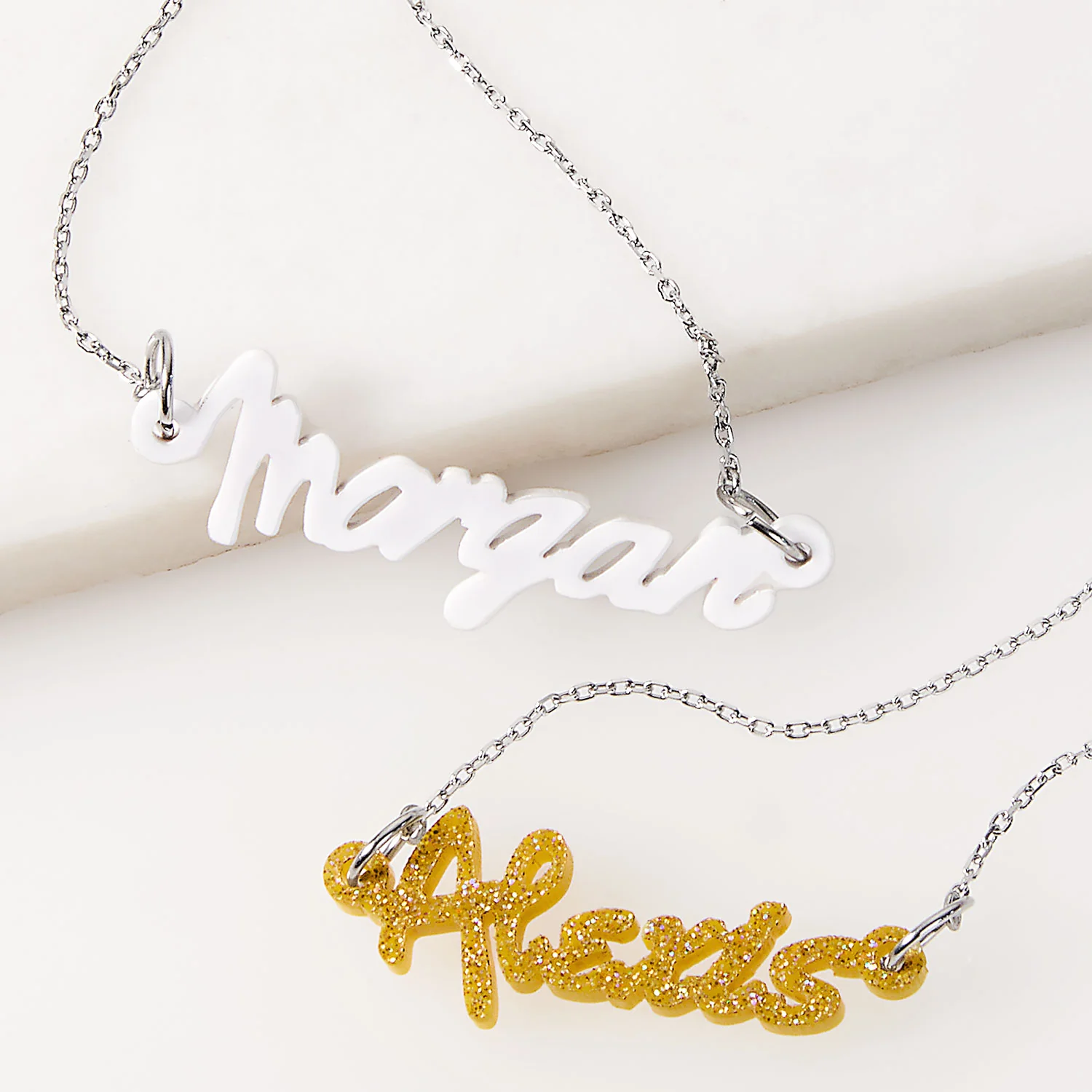 Bold Script Acrylic Name Plaque Necklace - Image 5