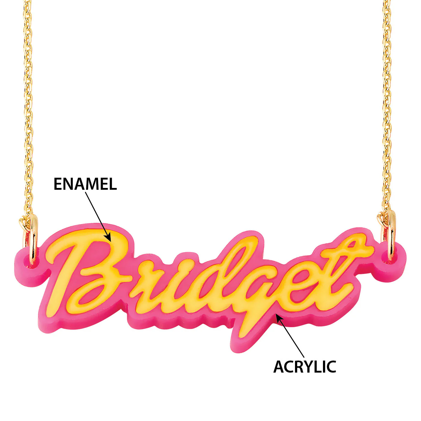 Bold Script Acrylic Name with Enamel Necklace - Image 5