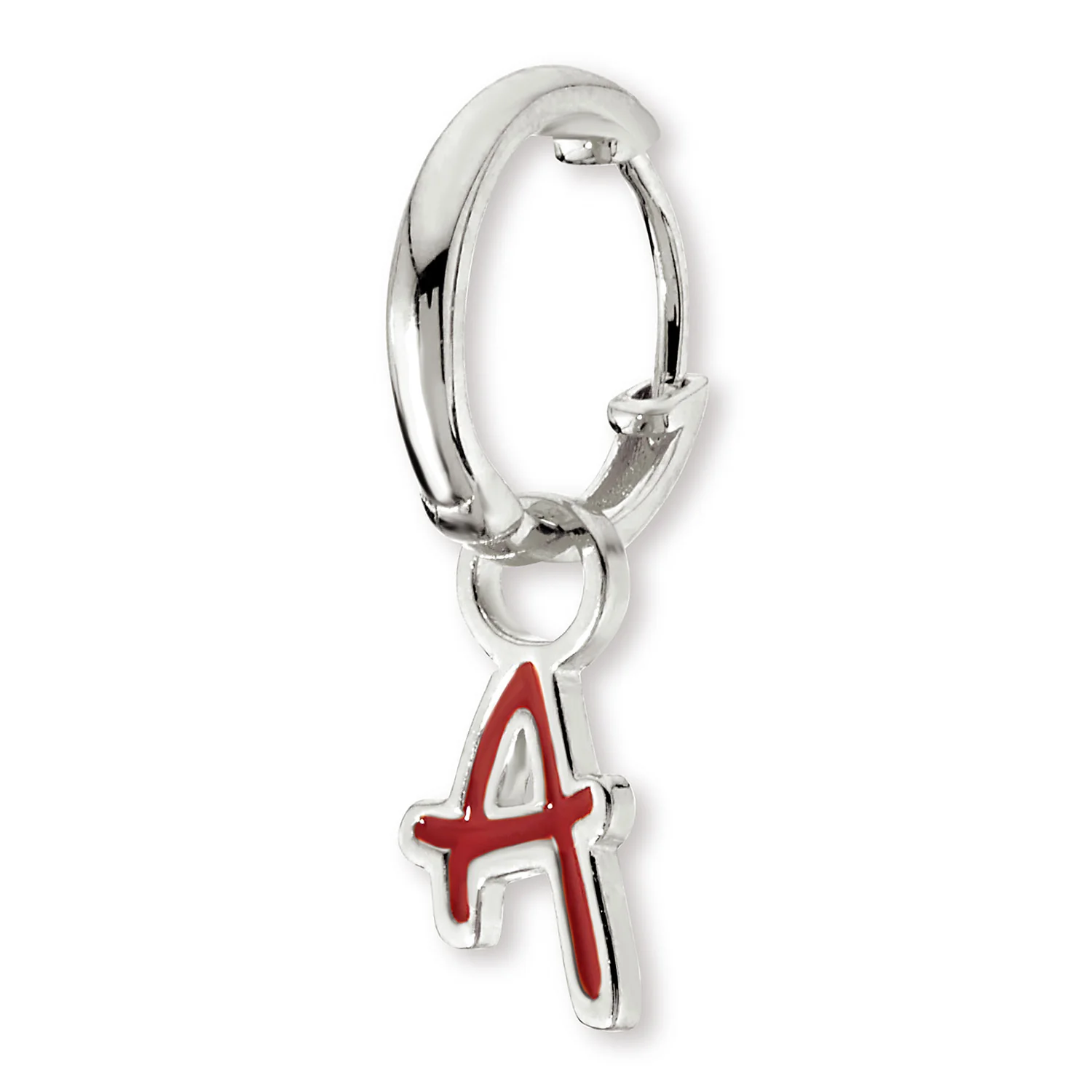 Bold Uppercase Initial Enamel Huggie Hoop Earrings - Image 2