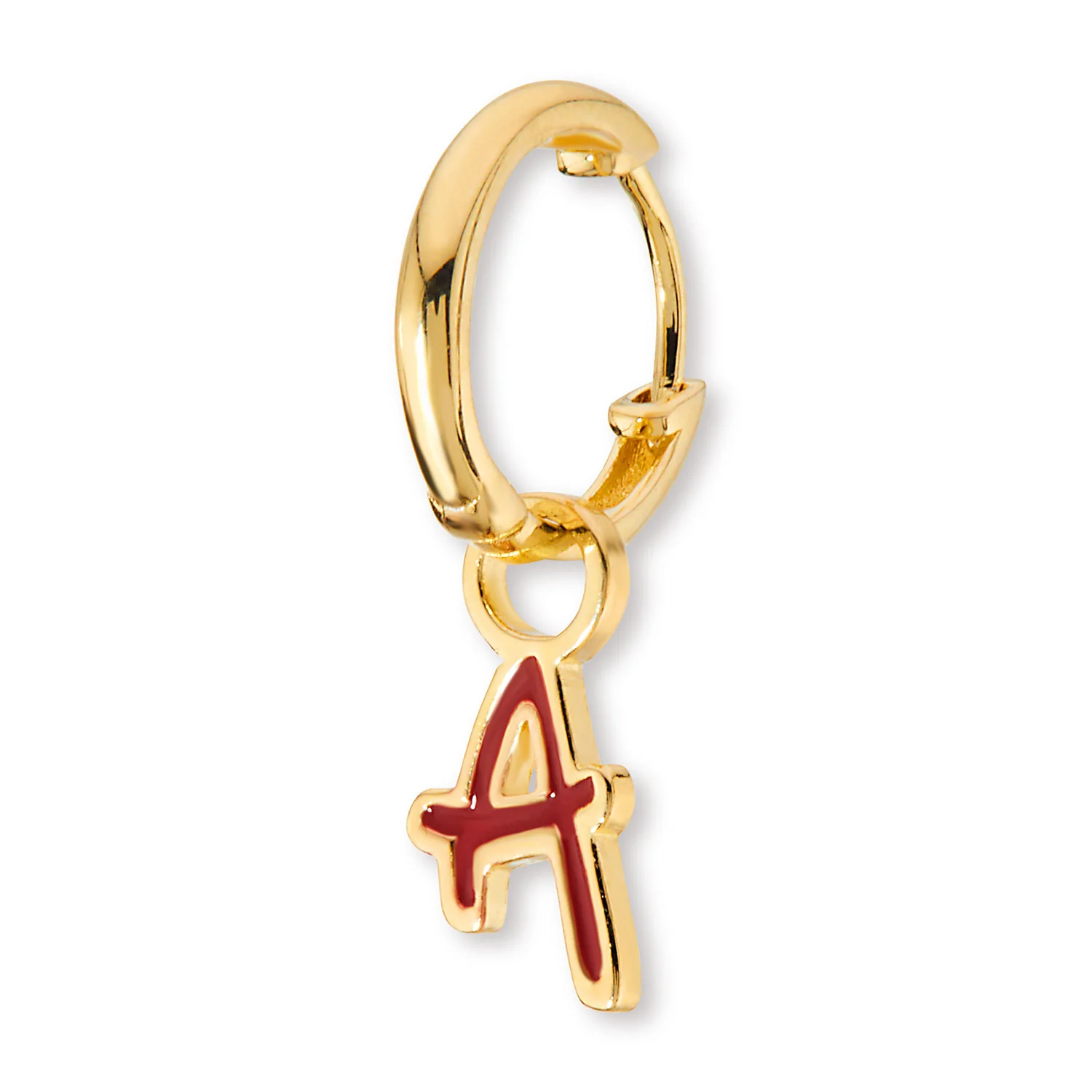 Bold Uppercase Initial Enamel Huggie Hoop Earrings - Image 3