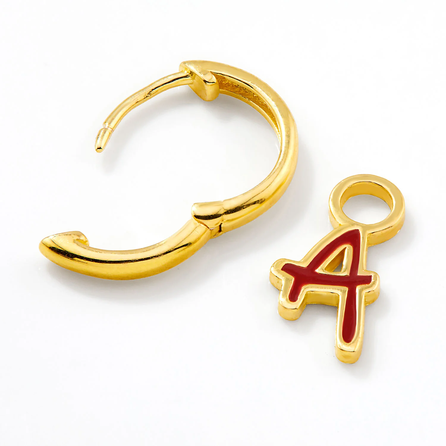 Bold Uppercase Initial Enamel Huggie Hoop Earrings - Image 5