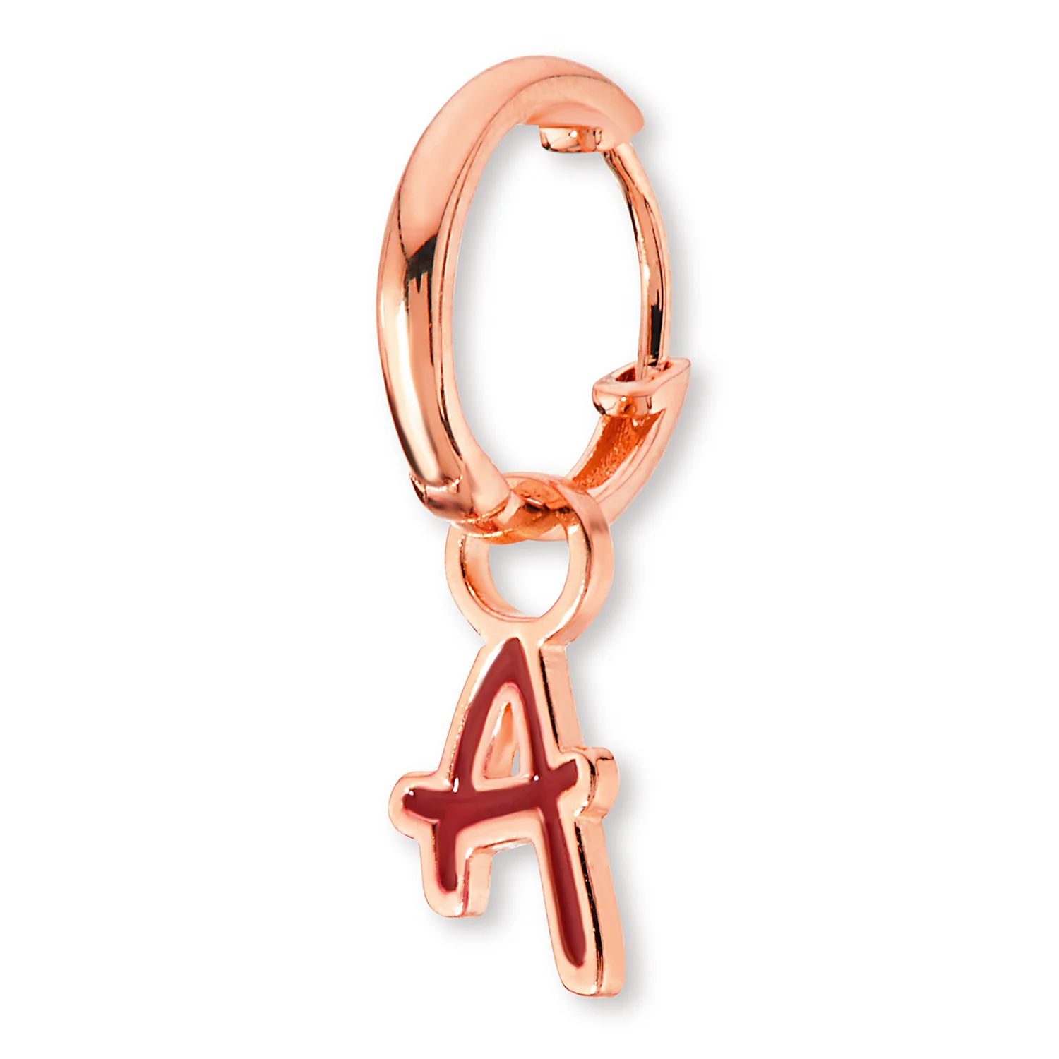 Bold Uppercase Initial Enamel Huggie Hoop Earrings - Image 6