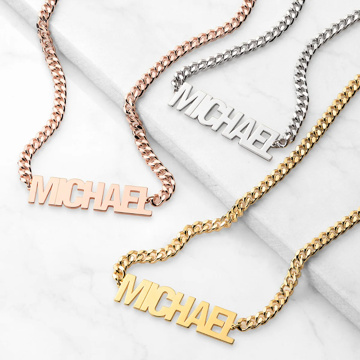 Bold Urban Nameplate Necklace - Your choice Silver, 14K Gold or 14K Rose Gold Plated - Image 2