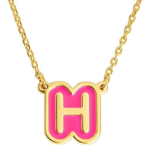 Bubble Initial with Enamel Outline Necklace - Image 4