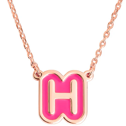 Bubble Initial with Enamel Outline Necklace - Image 7