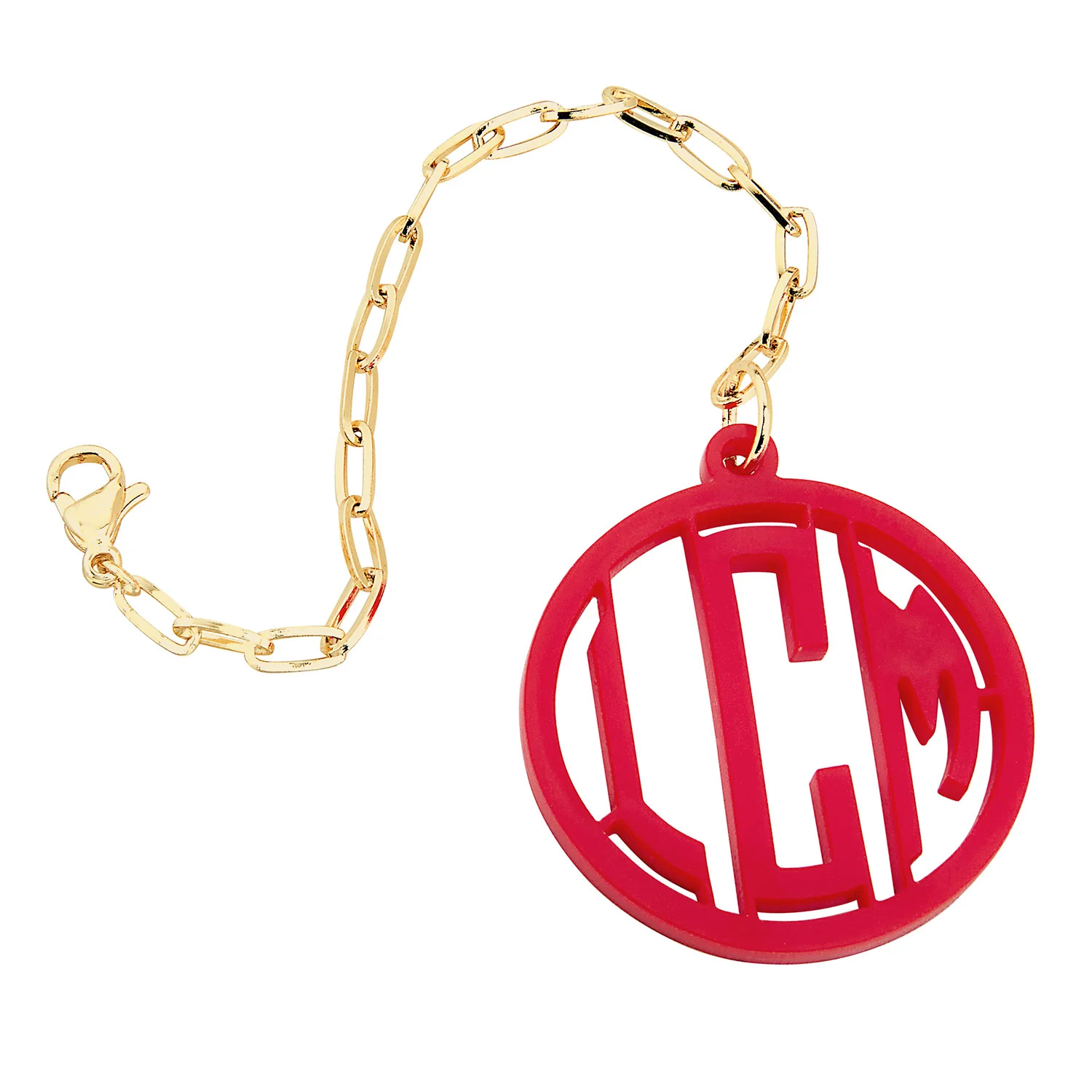 Circle Monogram Acrylic Charm Paperclip Chain Accessory - Image 3