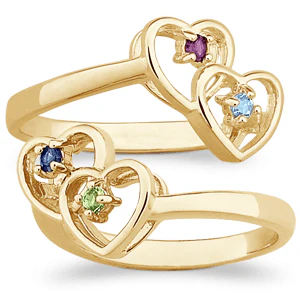 Couple's Birthstone Twin Heart Ring - Image 2