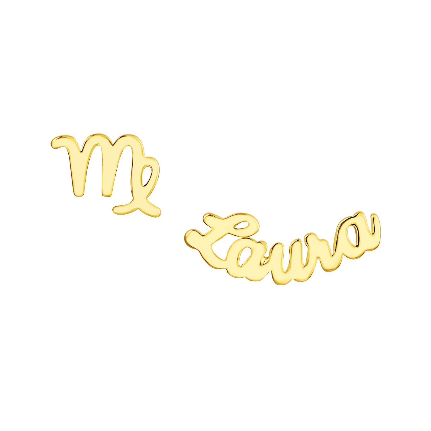 Crawler Script Name and Zodiac Sign Mixed Pair Earrings - Image 3