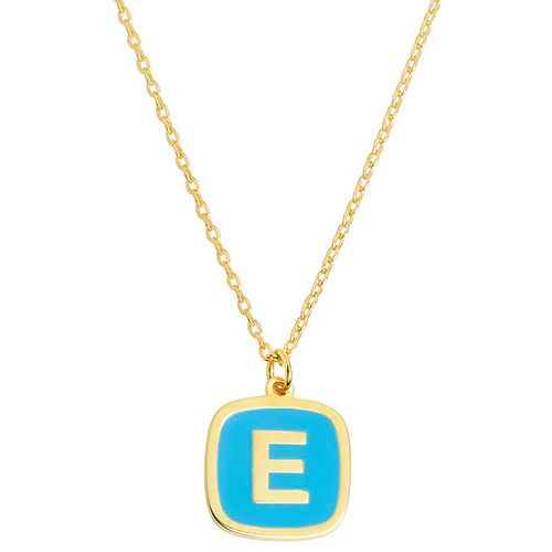 Cushion Shape Enamel Initial Necklace - Image 4