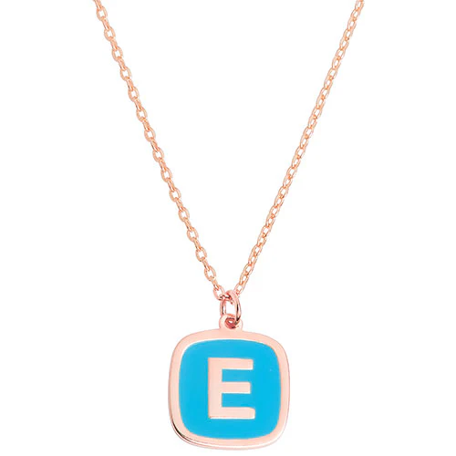 Cushion Shape Enamel Initial Necklace - Image 6