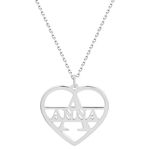 Cutout Initial and Name Heart Necklace - Image 2