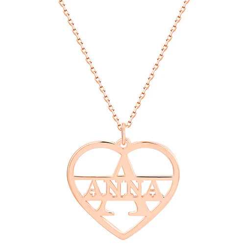 Cutout Initial and Name Heart Necklace - Image 6