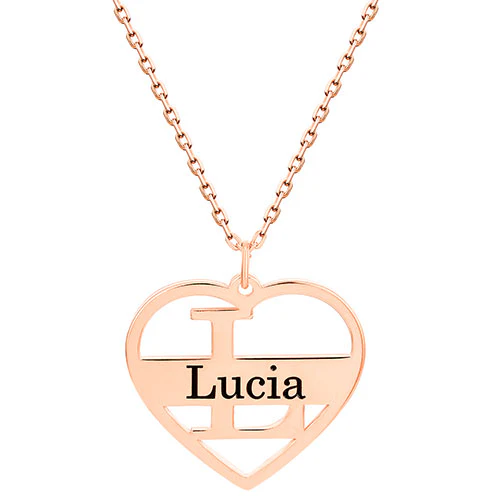 Cutout Initial with Engraved Name Heart Necklace - Image 6