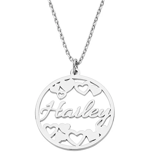 Cutout Name and Hearts Disc Necklace - Image 2