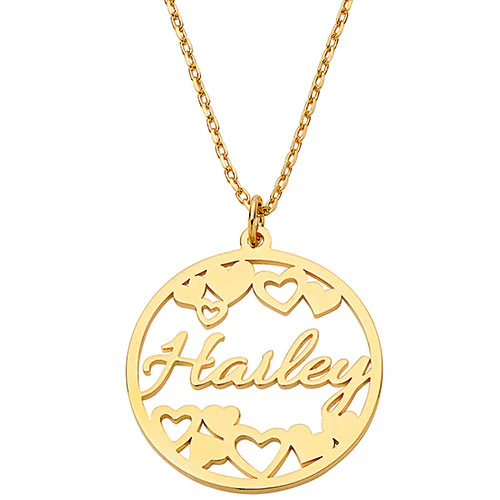 Cutout Name and Hearts Disc Necklace - Image 4