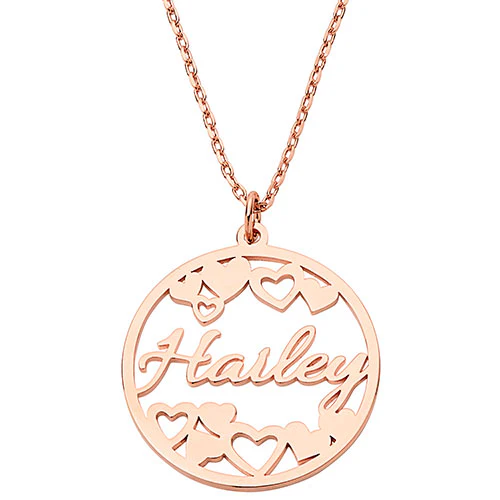 Cutout Name and Hearts Disc Necklace - Image 6