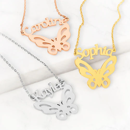 Cutout Name with Butterfly Necklace
