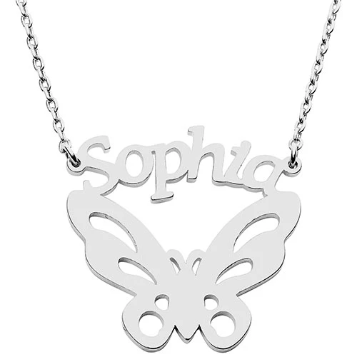 Cutout Name with Butterfly Necklace - Image 2