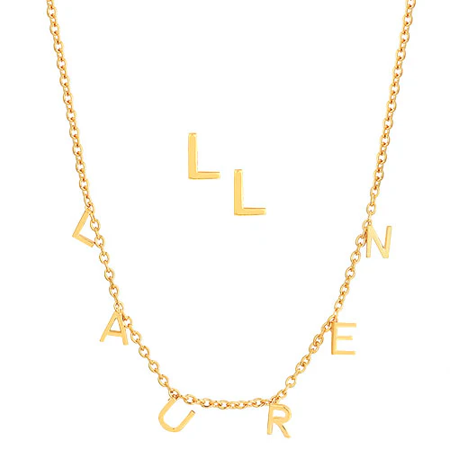 Dainty Name Choker and Initial Earring Set - Image 4