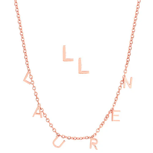 Dainty Name Choker and Initial Earring Set - Image 6