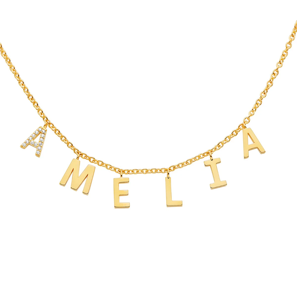 Dainty Name Choker with CZ Necklace - Image 2