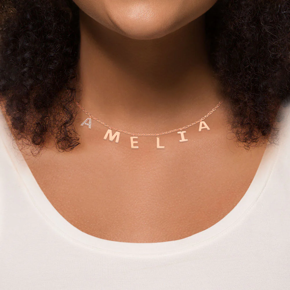 Dainty Name Choker with CZ Necklace - Image 7