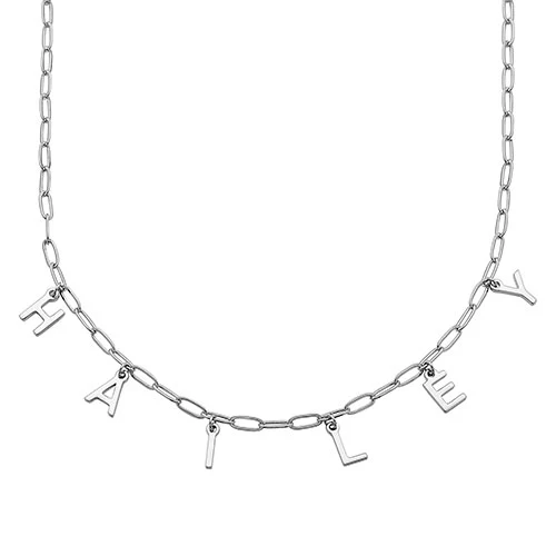 Dangling Name Paperclip Chain Necklace - Image 2