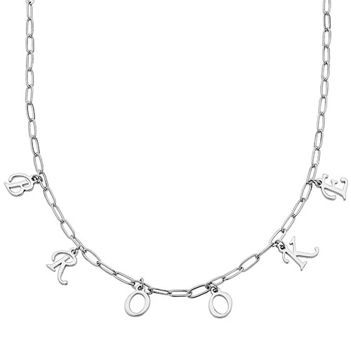 Dangling Script Name Paperclip Chain Necklace - Image 2